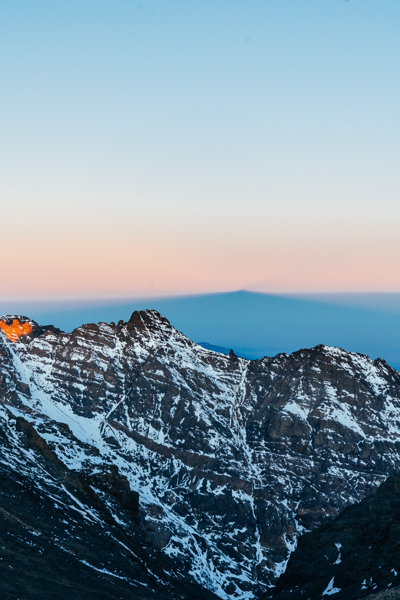 The sunrise shadow of Mount Toubkal